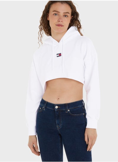 Buy Logo Knitted Crop Hoodie in UAE