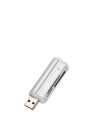 Buy Mini portable four-in-one card reader, USB 3.0 card reader, multi-function, suitable for SD/SD/TF/MS Duo/Micro MS(M2)/Ms, mobile phone computer car conversion, silver in UAE