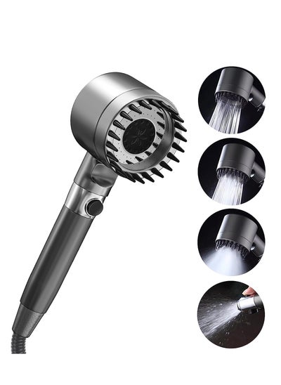 Buy Shower Head with Handheld, High Pressure 3-mode Shower Head Combo, Massage Scalp, with Filter Component to Filter and Adsorb Impurities 59″ Replacement Hose (Grey) in Saudi Arabia