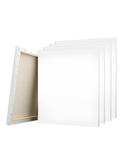 Buy 5 Pcs Cotton Primed Painting Canvas Set, Stretched White Blank Canvas, Suitable for Acrylics, Oils, and Other Paintings in Saudi Arabia