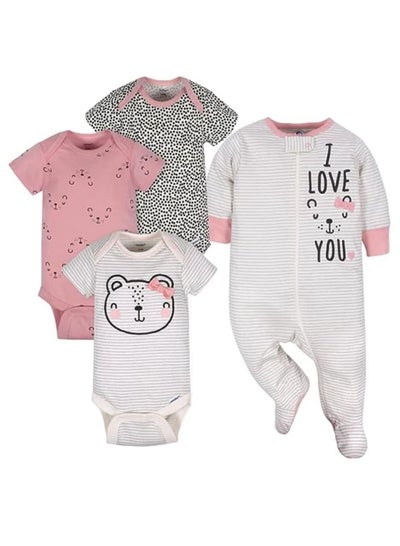 Buy 4-Piece Baby Girls Onesies  Bodysuits & Sleep 'N Play Set 3-6 months in UAE