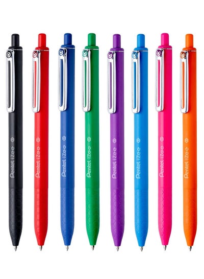 Buy 8-Piece Izee Retractable Ballpoint Pen 0.7mm Tip Multicolour in UAE