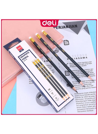 Buy Deli eu20000 deli graphite pencil with non-toxic pvc-free eraser eu20000 12pc in Egypt