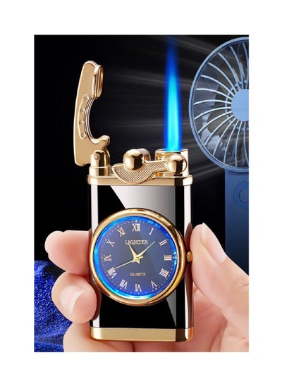 Buy Torch Lighter with Electric Watch Jet Lighter with Watch Creative Dial Rocker Arm Inflatable Lighter Black in UAE