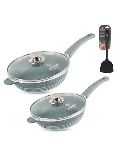 اشتري Premium Deep Frying Pans with Lids – Durable Multi-Layer Granite Coating Fry Pans في الامارات