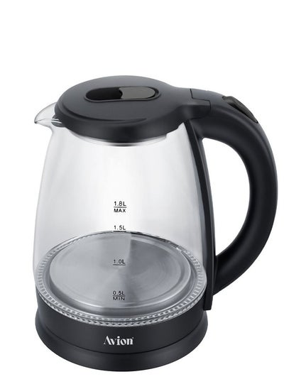 Buy Avion Electrical Glass Kettle1.8 Liter, Electric Cordless Kettle with 360° Swivel Base, Power Cord Storage, Glass/Plastic | AEK680G in UAE