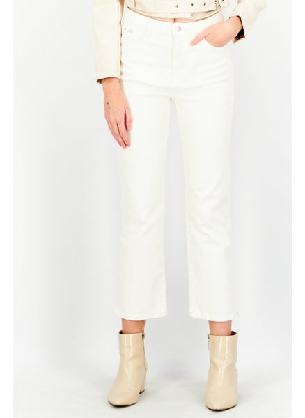 Buy Women Straight Fit Solid Stretchable Jeans, White in Saudi Arabia