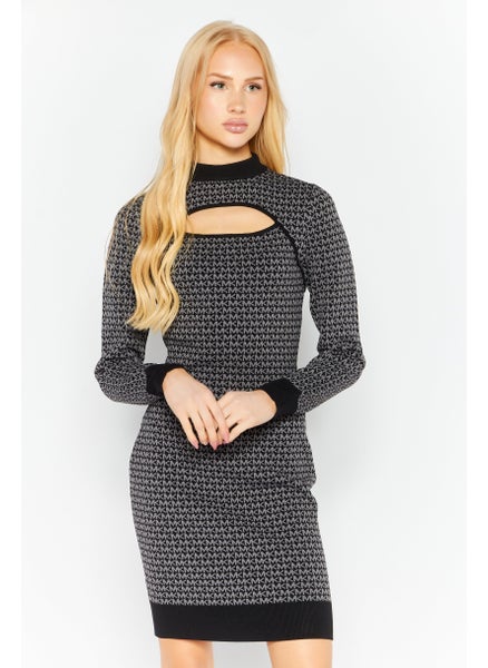 Buy Women Printed Midi Dress, Black/Grey in UAE