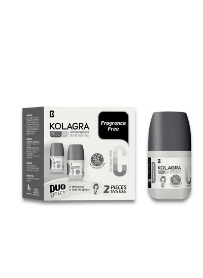 Buy Kolagra whitening Roll on 2*1 promo pack 1+1 Fragrance Free in Egypt