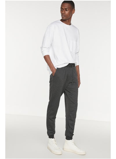 Buy Anthracite Men's Regular Fit Elastic Legs Basic Trousers. in Egypt