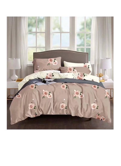 Buy Comforters 6pcs Vintage Quilted Bedding Set, Includes 1 fixed Quilt, 1 Fitted Sheet, And 4 Pillowcases,  Floral Design in UAE