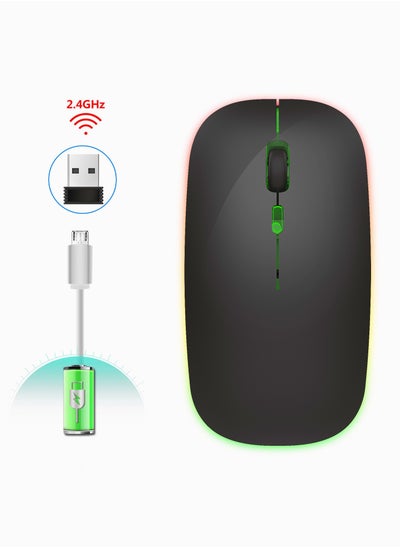 Buy M40 Ultra thin Wireless Mouse 2.4G Rechargeable Wireless Silent Mouse Ergonomic Design 3 Adjustable DPI Black in Saudi Arabia