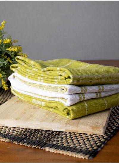 Buy 3-Piece Multi Purpose Fabric Highly Absorbent Quick Dry Kitchen For Every Day Cleaning Towel Set 45x70 cm in UAE