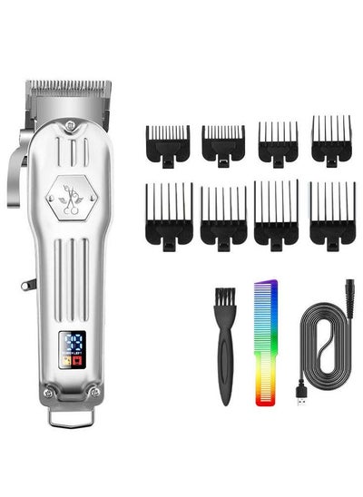 Buy Professional Cordless Electric Metal Hair Clipper for Men LED Rechargeable Hair Trimmer in Saudi Arabia