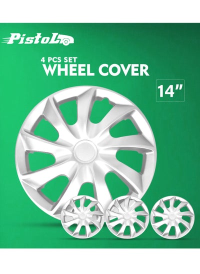 Buy PISTOL Car Wheel Cover Silver Color 14 inch - High-Quality Pistol Wheel Cup Universal Fit Set of 4PC in Saudi Arabia