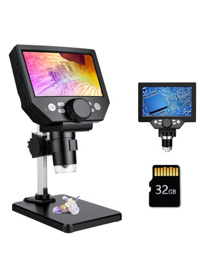 اشتري LCD Digital Microscope,4.3 Inch 1080P 10 Megapixels,1-1000X Magnification Zoom Wireless USB Stereo Microscope Camera,10MP Camera Video Recorder with HD Screen في السعودية