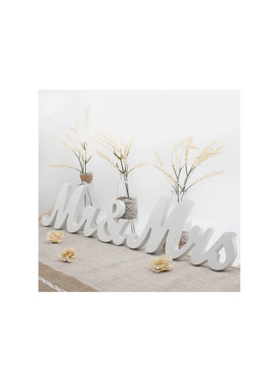 اشتري Mr & Mrs Sign for Wedding Table Large Mr and Miss Wooden Letters Party Decoration Head Table Wedding Wood Letter Decor (White) في الامارات