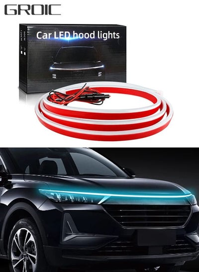 اشتري 59 Inch Exterior Car Hood Light Strip, 12V DRL Dynamic Scan Start Up Hoodbeam Kit, Flexible Waterproof & Fuse Protection Function Daytime Running Light Strip kit  for Cars, SUVs, Trucks في السعودية