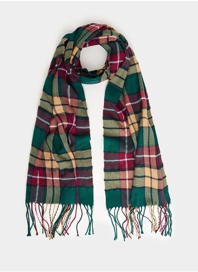 Buy Checked Scarf with Fringe Detail in Saudi Arabia