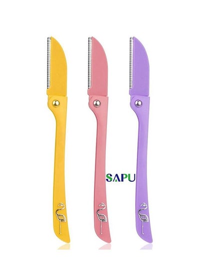 Buy 6-Piece Face Razor Set Yellow/Pink/Purple 15cm in UAE