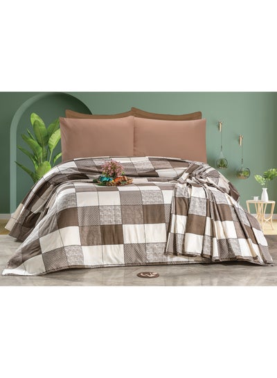 Buy 4Pieces Bed Sheet Sets 240*220 cm Beige * Brown Checkered in Egypt
