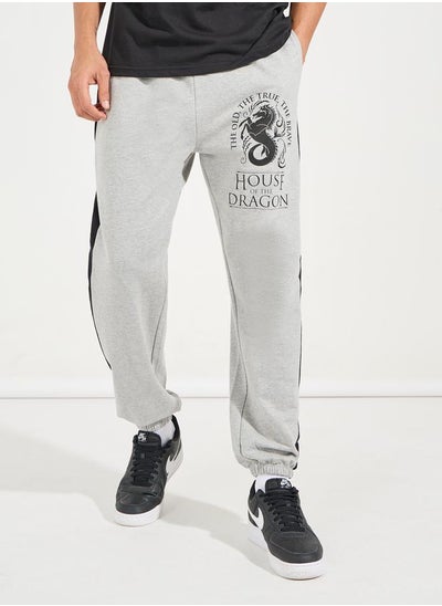 Buy House of Dragon Graphic print Oversized Terry Jogger with side contrast in Saudi Arabia