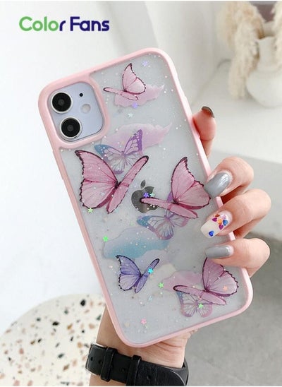 Buy Butterfly Pattern Protective Case for iPhone 11 Fall Resistant Suitable for Women Pink in Saudi Arabia