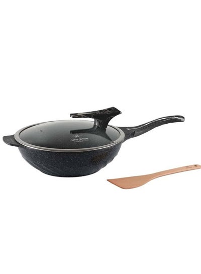 Buy Wok Pan With Lid , Die cast Aluminum Scratch Resistant Frying Pan , PFOA Free Induction Bottom Woks And Stir Fry Pans 32 Cm in UAE