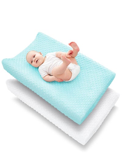 اشتري Changing Pad Cover - Ultra Soft Minky Dots Plush Changing Table Covers Breathable Changing Table Sheets Wipeable Changing Pad Covers Suit for Baby Boy and Baby Girl (White and Green) في السعودية