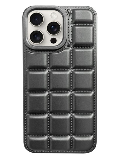 Buy Luxury Plating Chocolate Block Pattern Case For Iphone 15, Shockproof Phone Back Cover For iPhone 15 - Grey in Egypt