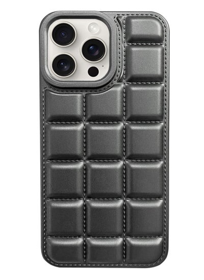 اشتري Luxury Plating Chocolate Block Pattern Case For Iphone 15, Shockproof Phone Back Cover For iPhone 15 - Grey في مصر