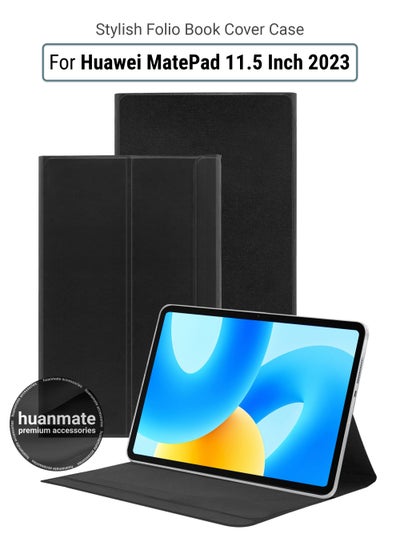Buy Stylish Protective Folio Book Case Cover For Huawei MatePad 11.5 2023 Black in Saudi Arabia