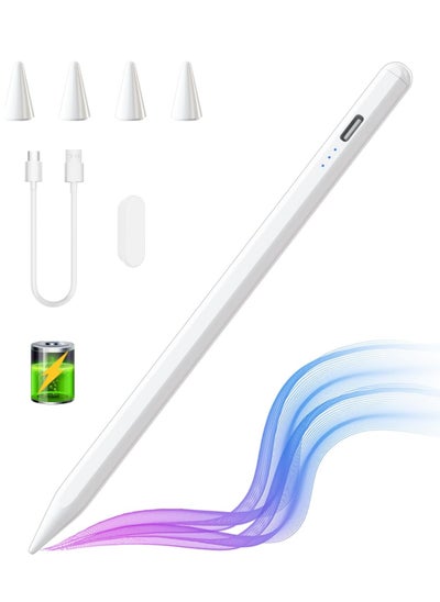 Buy Stylus Pen for iPad, Stylus Pencil for (2018-2022) Apple iPad Pro 2021 11/12.9 Inch, iPad 6/7/8th Generation, iPad Air 4th/3rd, iPad Mini 5th Gen, for iPad Accessories Magnetic Stylus Pen, White in Egypt