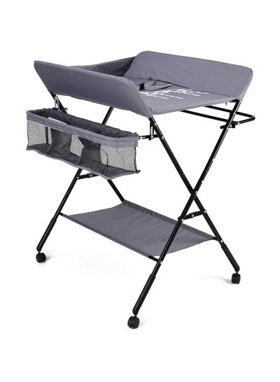 Buy Foldable Baby Changing Table with Wheels and Storage Bag Nursery Organizer for Newborn Essentials in Saudi Arabia