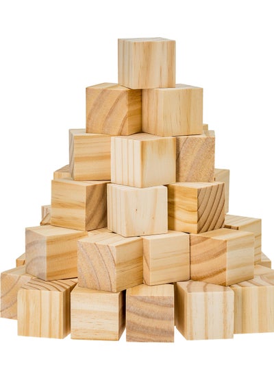 اشتري 50 Pieces 1 Inch Wooden Cubes, Solid Wooden Blocks, Blank Wood Square Blocks , Puzzle Making Premium Natural Solid Wood Wooden Block Set for Painting Decorating Crafting DIY Projects في السعودية