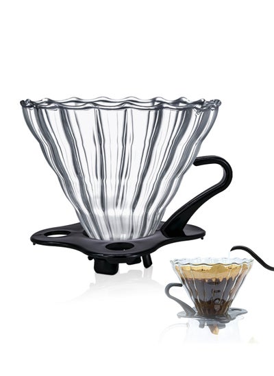 Buy V60 Glass Dripper Made of High Fired Ceramic Pour Over Coffee Maker Size 02 Slow Brewing Home Office Cafe Strong Flavour Brewer 1-4 Cup in Saudi Arabia