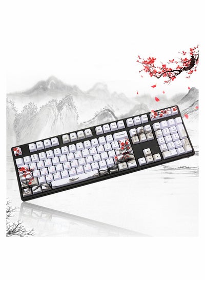 Buy Rubber Keycaps Set, 110 Keys PBT Keycap, Anti-Slip Texture Dye-Sublimation Plum Blossom Cherry Profile Key Cap, DIY Mechanical Keyboard Keycap Set for Mechanical Keyboard in UAE