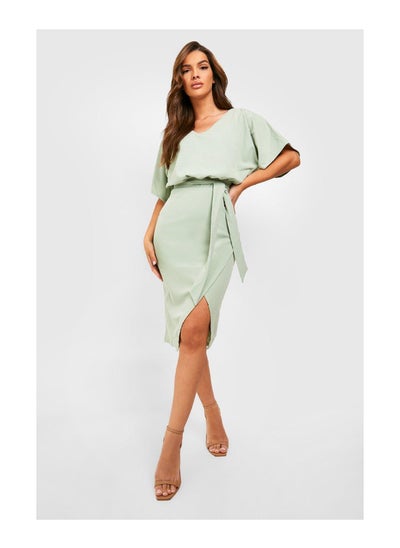 Buy Kimono Tie Belt Midi Dress in UAE