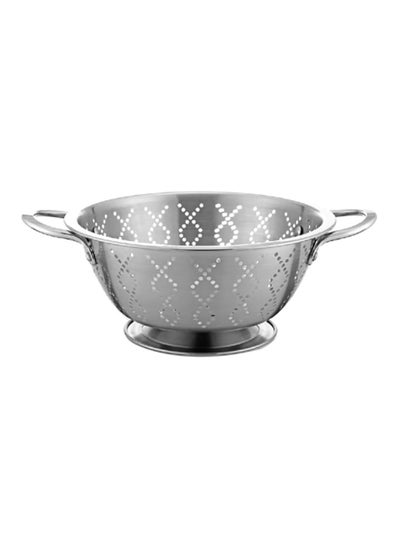 اشتري Self-Draining Solid Ring Base Stainless Steel Colander Strainer with Stand 1pc - Made In Turkey في الامارات