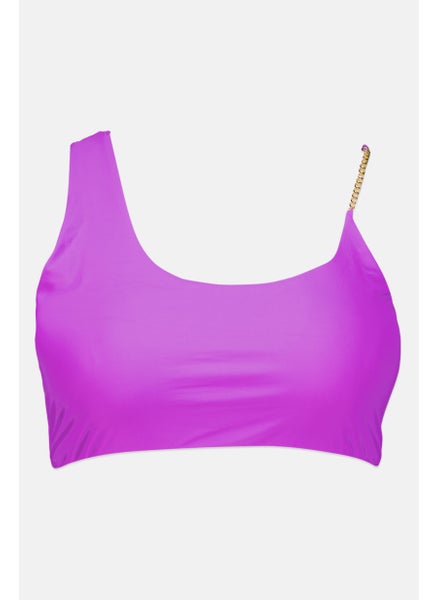 Buy Women Plus Size Padded Solid Bikini Top, Purple in UAE