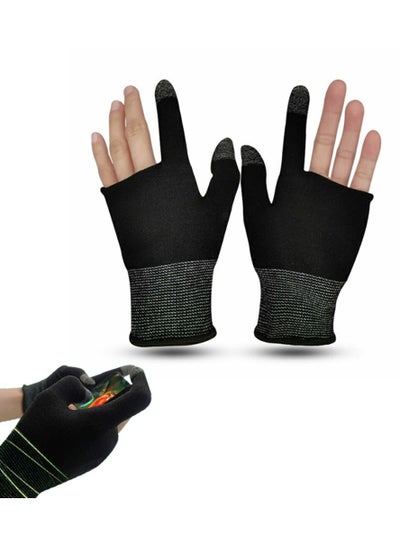 Buy E-Sports Gaming Gloves Finger Sleeves Anti-Sweat Breathable Thumb for Highly Sensitive Nano-Silver Fiber Material and Nylon PUBG Mobile Phone Games Accessories (Black) in Saudi Arabia