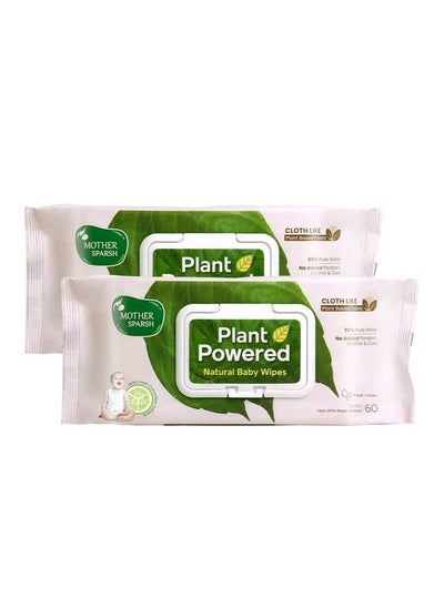 Buy Natural Care Baby Wipes I 100% Plant Made Fabric From Forest Land ; Fresh + Cleanse (With Cucumber) Wet Wipes For Baby I Cotton Cloth Like Bigger Sheets ; 60 Pcs (Pack Of 2 in UAE