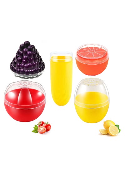 Buy 5Pcs Reusable Plastic Vegetable Storage Box Container for Lemon Tomato Grape Corn and Orange in Saudi Arabia