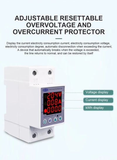 Buy High Low Current Voltage Protection Device Digital Display Adjustment 63A KW Power Meter in Egypt