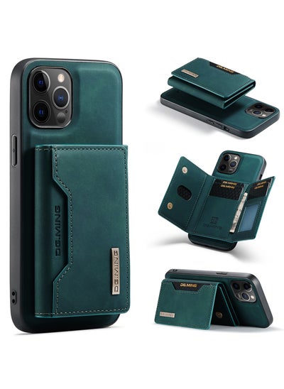 Buy CaseMe Wallet Case for iPhone 12 Pro MAX DGMING Premium Leather Phone Case Back Cover Magnetic Detachable with Trifold Wallet Card Holder Pocket - Green in Egypt