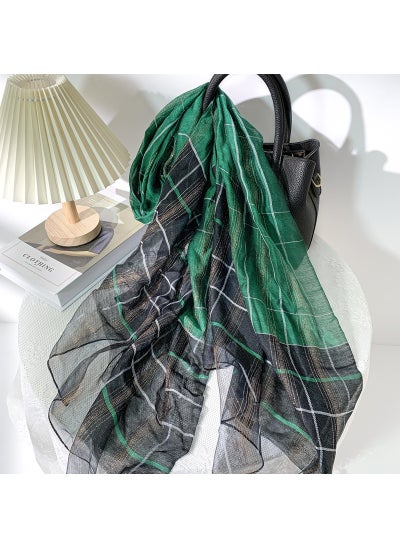 Buy Fashion Luxury Silk Scarf Lightweight ShawlBlack Green Black Green in Saudi Arabia