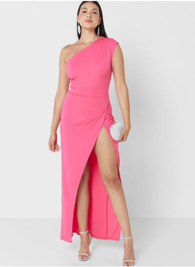 Buy One Shoulder Dress With Slit in UAE