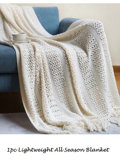 اشتري 1-Piece Lightweight All Season Blanket Sofa Blanket Summer Blanket Acrylic Fiber Off-White 180x127 cm في الامارات