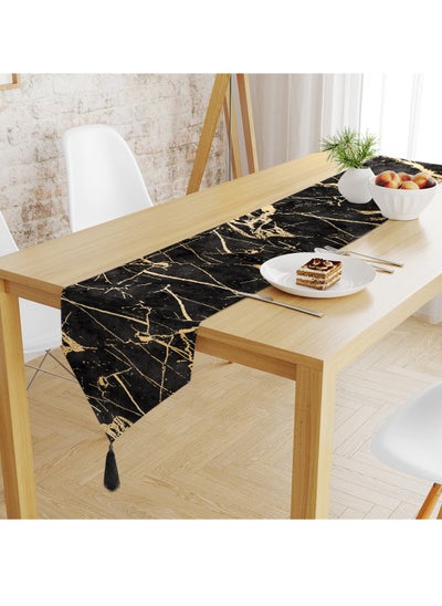 Buy Black Gold Abstract Table Runner in UAE