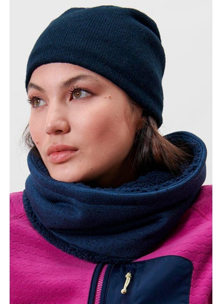 Buy Women Knitted Beanie, Navy in UAE